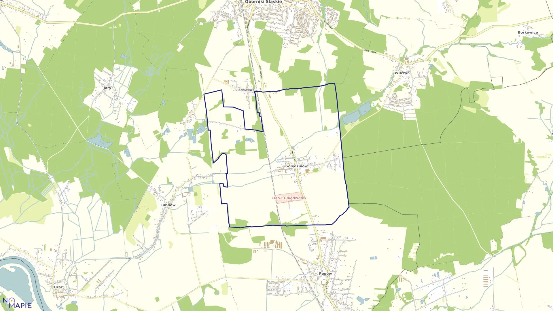 Mapa obrębu GOLĘDZINÓW w gminie Oborniki Śląskie