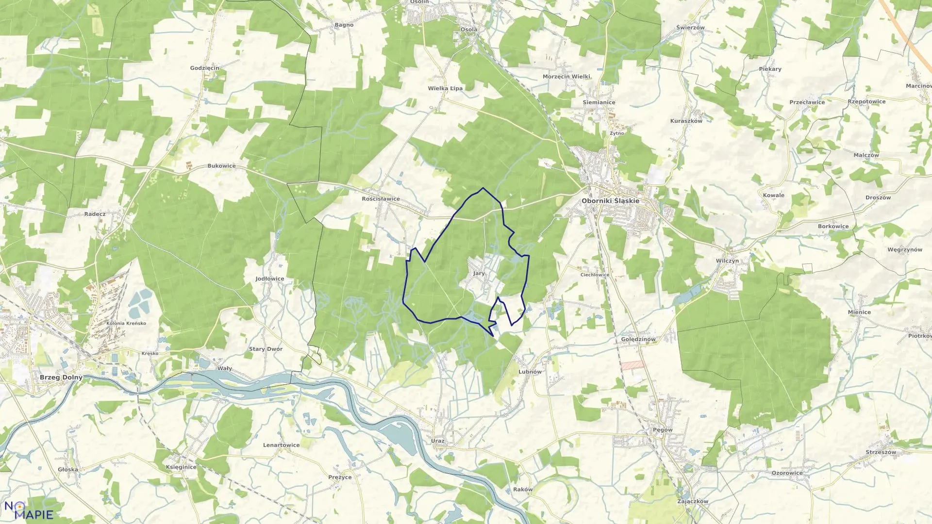 Mapa obrębu JARY w gminie Oborniki Śląskie