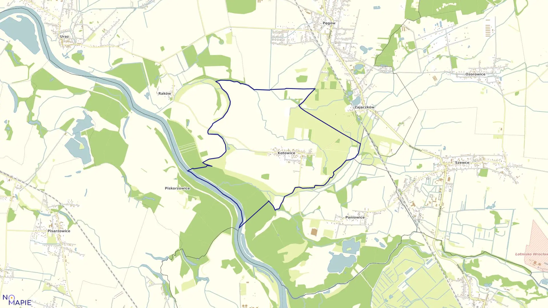 Mapa obrębu KOTOWICE w gminie Oborniki Śląskie