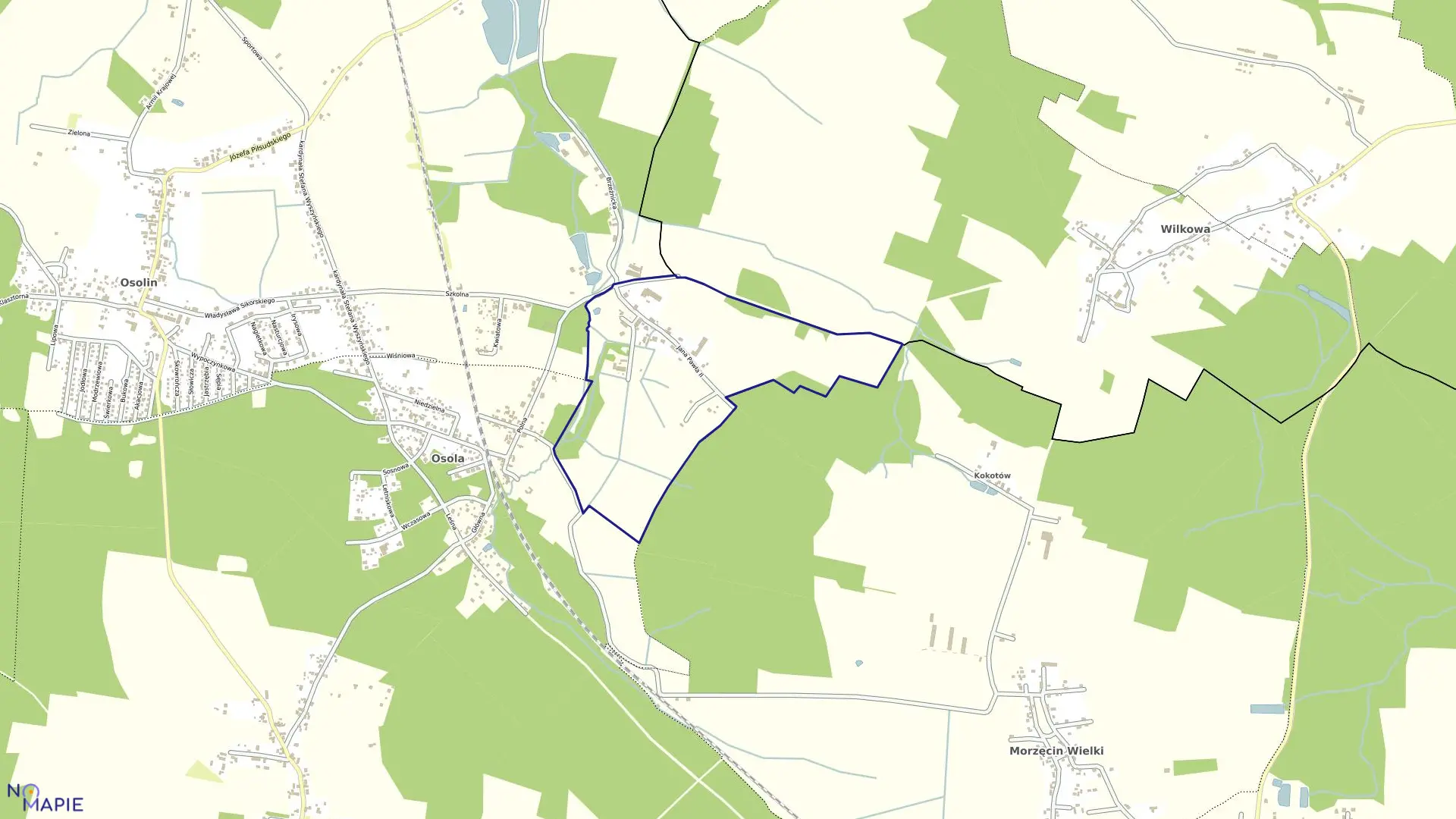 Mapa obrębu MORZĘCIN MAŁY w gminie Oborniki Śląskie