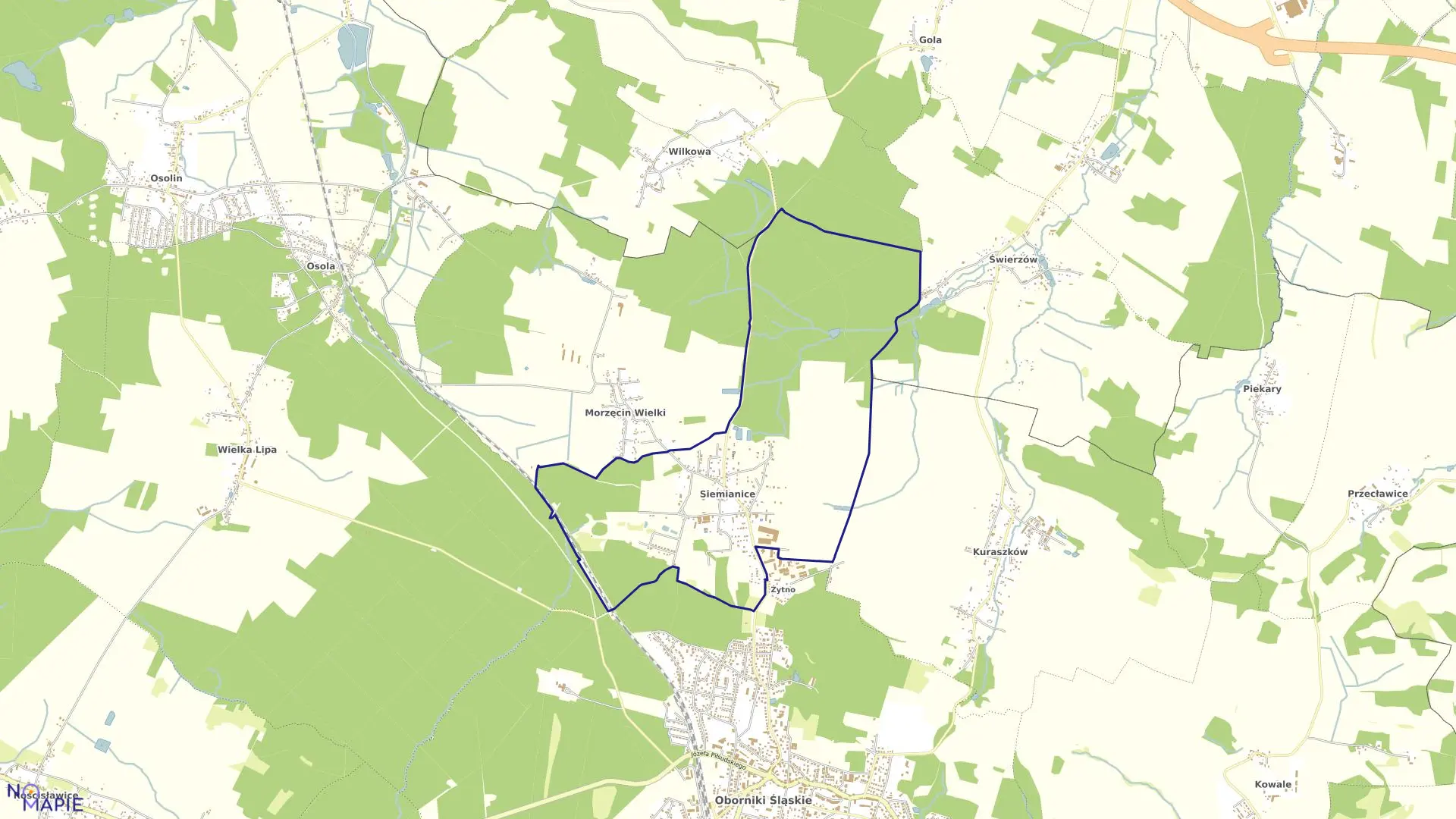 Mapa obrębu SIEMIANICE w gminie Oborniki Śląskie