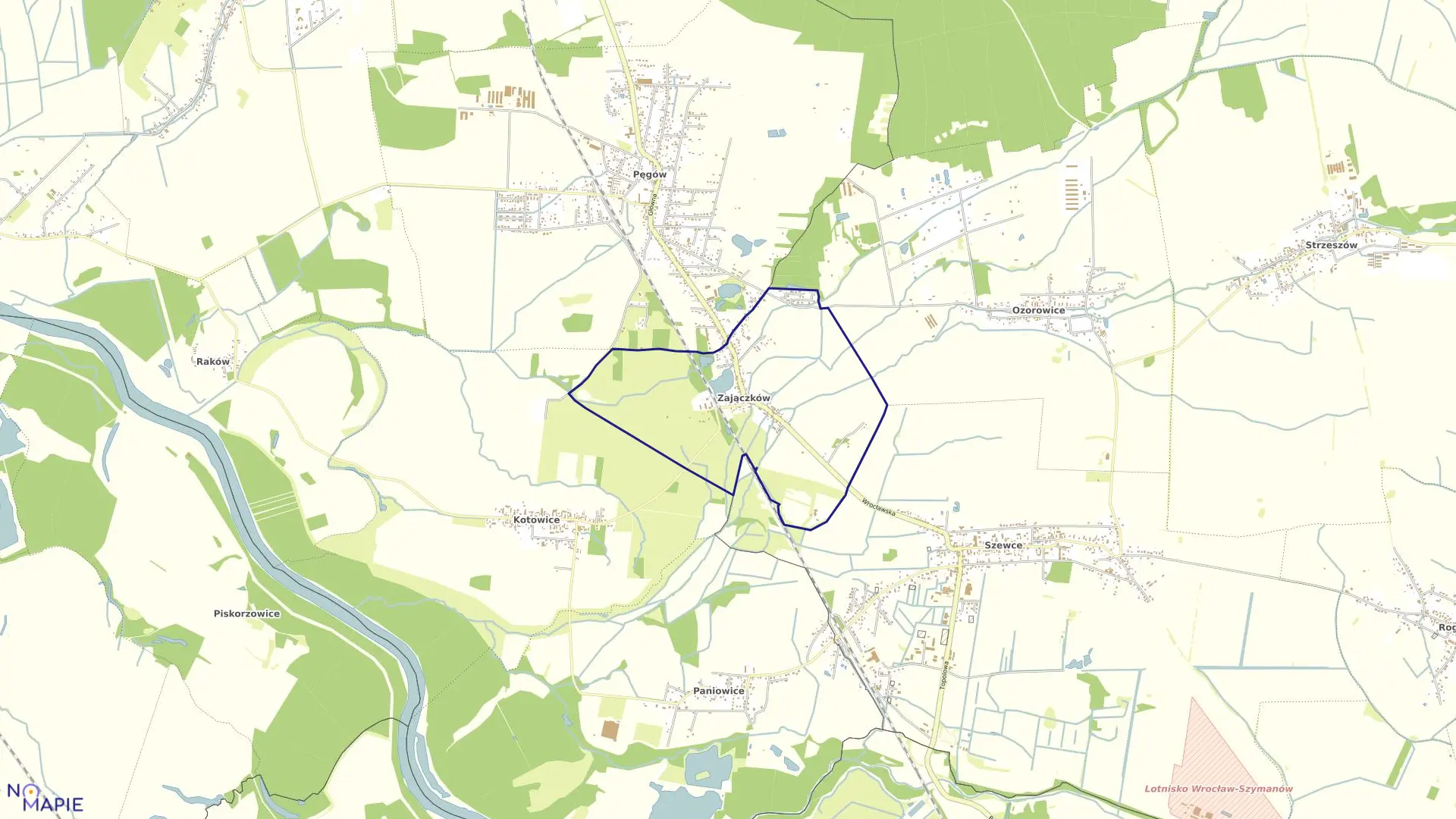 Mapa obrębu ZAJĄCZKÓW w gminie Oborniki Śląskie